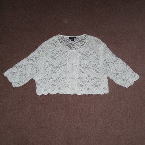 NEW size XL 12-14 White Lace Bolero by Connected Apparel Made in USA